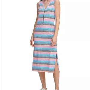 DKNY cotton midi striped dress cover up
